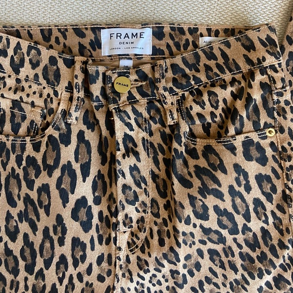 FRAME Denim Ali High-Rise Leopard Print Cigarette Jeans Size 25 - Picture 6 of 6